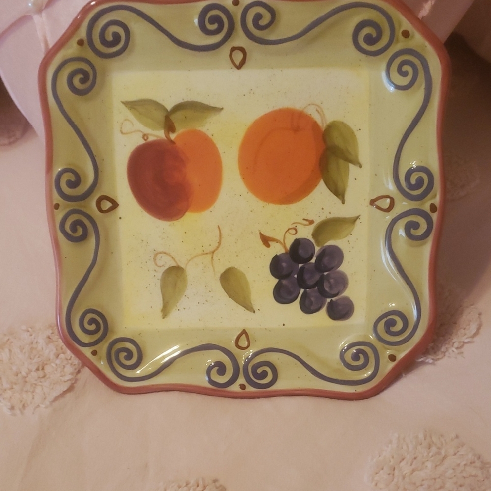 Medici Tabletops Unlimited Hand Painted Plate, Dishwasher Safe, Measures 8"×8"
